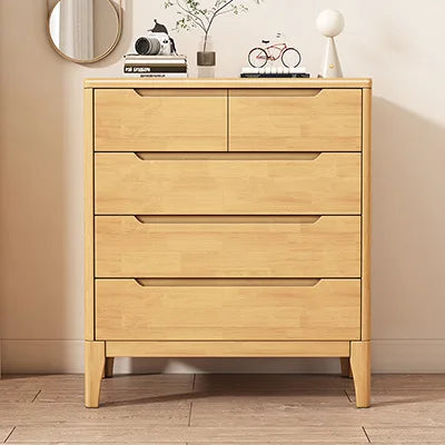 Wooden Chest of Drawers 5-Drawer & 6-Drawer Dresser Cabinet Bedroom Clothes Storage Organizer No Assembly Living Room Furniture