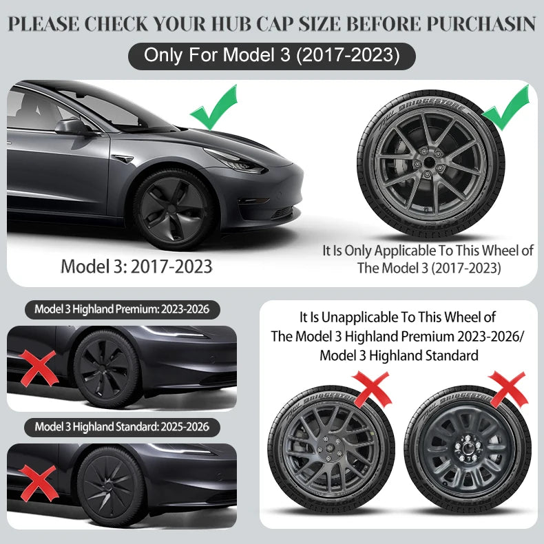 4PCS 18 Inch HubCap for Tesla Model 3 2017-2023 Arachnid Style Automobile Hubcap Replacement Wheels Cover Full Rim Accessorie