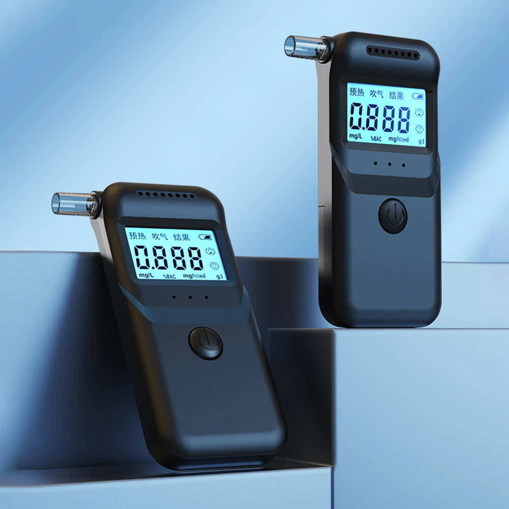 Digital Alcohol Breath Tester Accurate LCD Display Handheld Alcohol Analyzer with 5 Mouthpieces for Personal & Professional Use