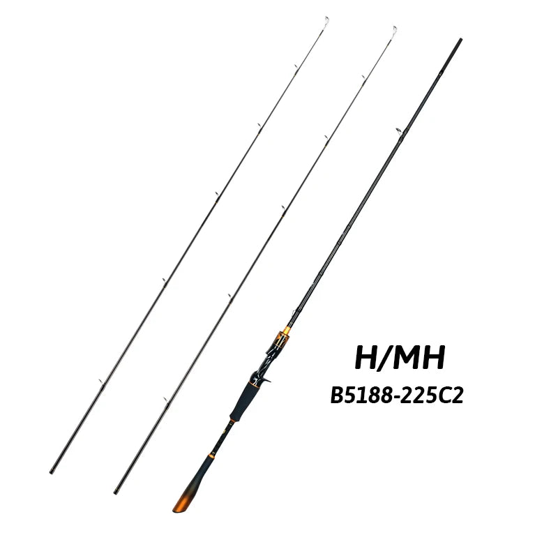 BIUTIFU Spinning Casting 2Tips Fishing Rods 1.8m 1.98m 2.1m 2.25m 2.4m 2.55m 2.7m Fuji Guide 2 Sections T1000 Carbon Baitcasting 7-80g Lure Bass Pike Fast Surf Pole
