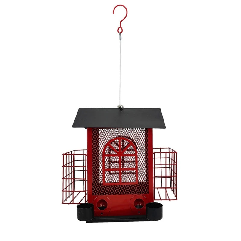 Washable Metal Hanging Bird Feeder Bird Feeder Multi-functional Squirrel Proof House-shaped Bird Feeder Garden Decorations