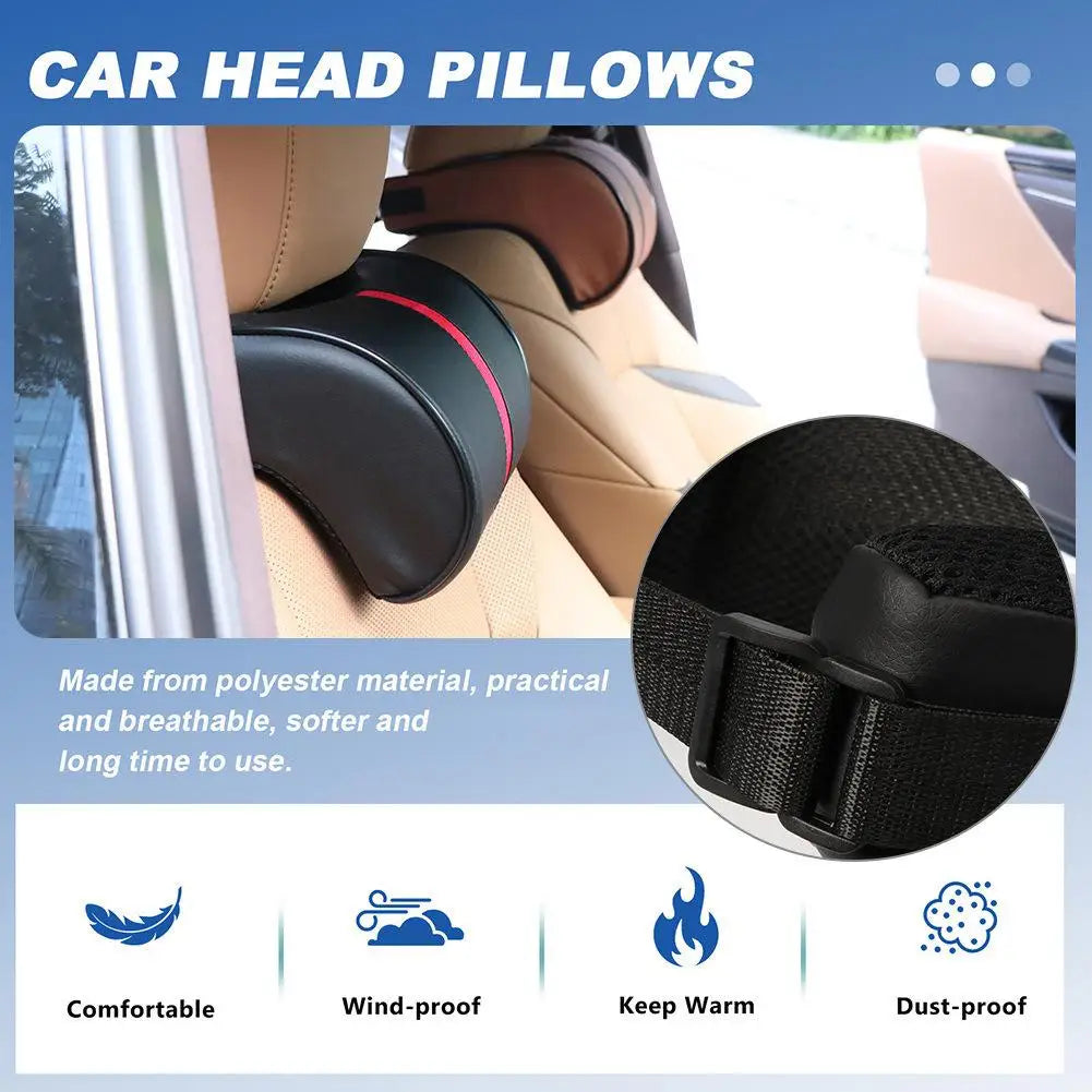 Adjustable Breathable Car Headrest Memory Cotton Car Cushion Leather Neck Pillow Car Waist Pad Automotive Decorative Products