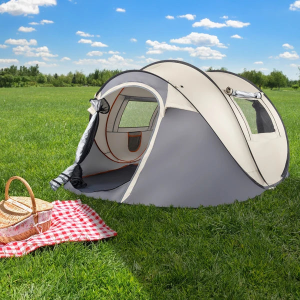 4-Person No-Install Pop Up Tent, Universal for Camping & Fishing