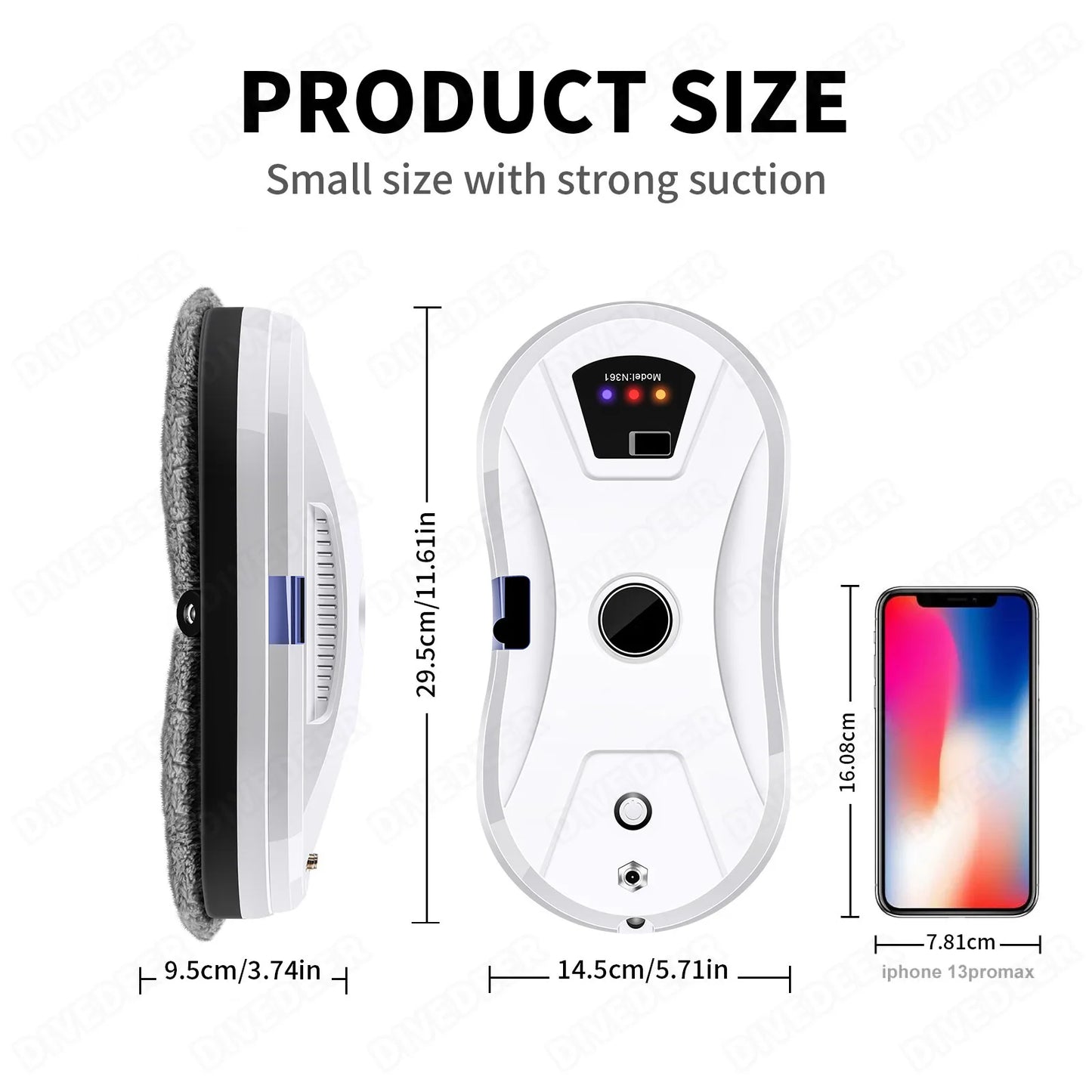 DIVEDEER Intelligent water spray window cleaner with automatic water spray function anti-fall magnetic glass home smart cleaner