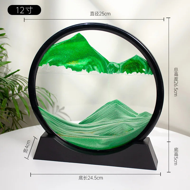 7/12inch Moving 3D Sand Art Picture Round Glass Hourglass Deep Sea Sandscape In Motion Display Flowing Sand Frame For home Decor