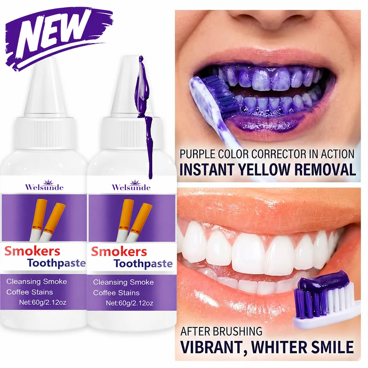 2 Packs Whitening teeth Toothpaste,Gently Reduce Smoke & Coffee Stains,Toothpaste for Deep Cleaning & Brighter Smile, Purple Remineralizing Hydroxyapatite Toothpaste, with Minty Fresh Breath, Gentle on Gums, Ideal Oral Hygien