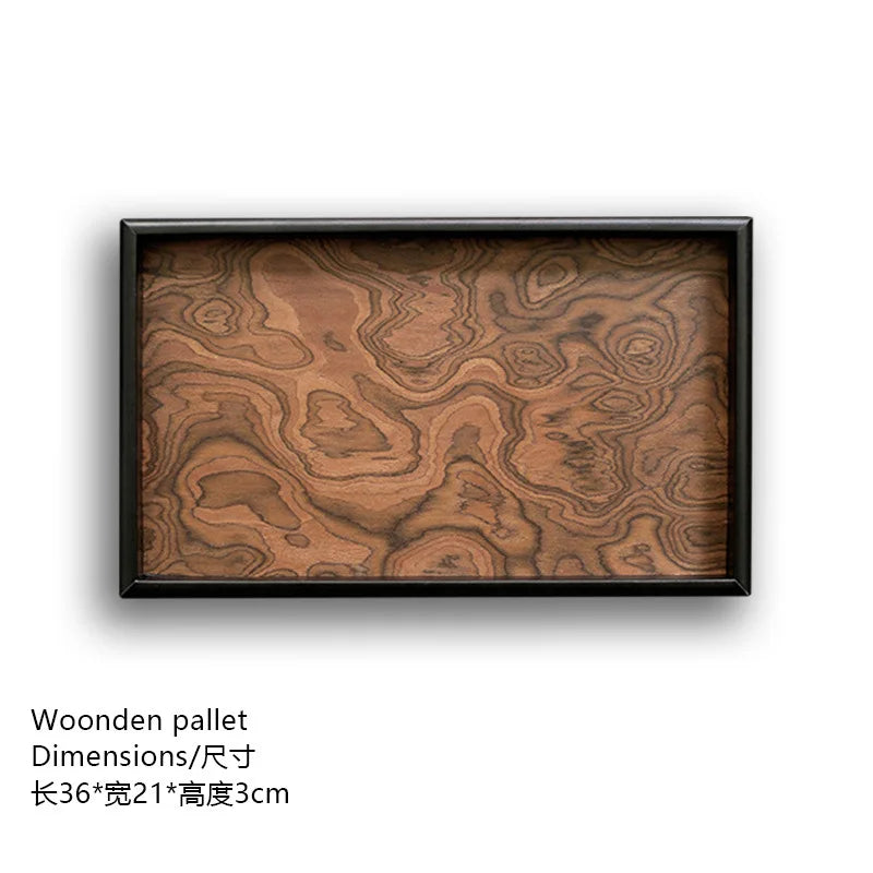 Retro Volcano Pattern Hotel Style Luxury Tea Tray for Home Use - High-end Storage Tray for Living Room Desktop - Elegant Storage