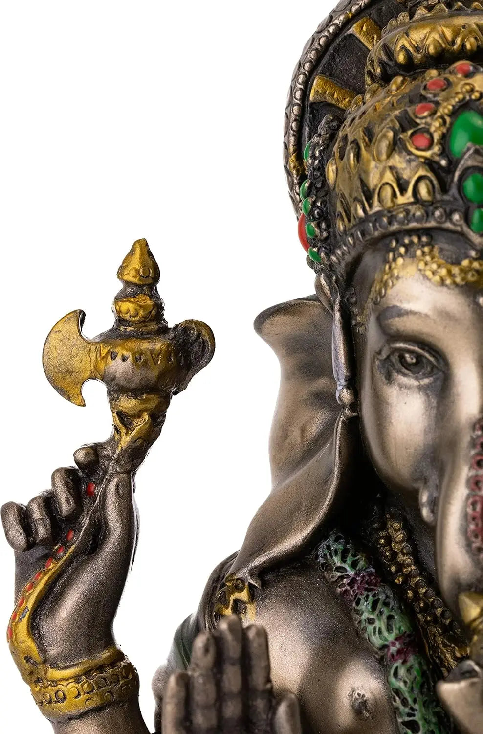 Ganesha Statue Sitting on Lotus Pedestal - Lord of Success, Cold Cast Bronze, 7.25-Inch Hindu God Figurine
