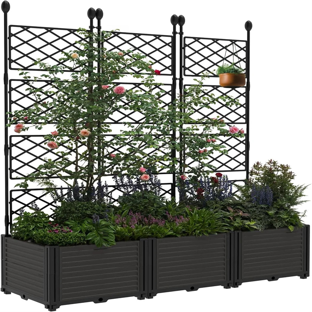 Plastic Plant Box with Metal Trellis for Climbing Plants
