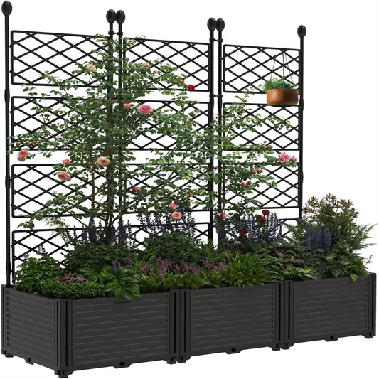 Plastic Plant Box with Metal Trellis for Climbing Plants