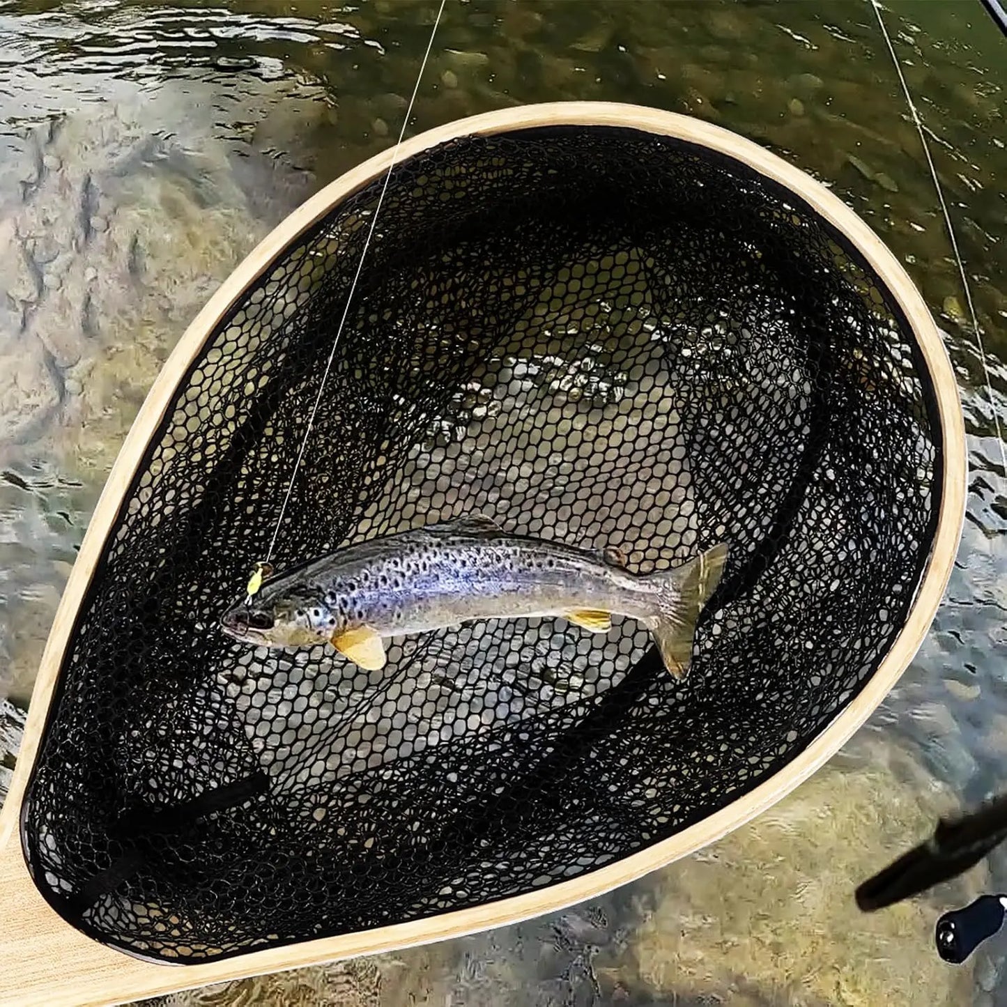Wooden Fishing Nets with Handles Super Light Fishing Net Cast Net Tackle for Trout Bass Pike Fishing Tools Fly Fishing Lure Micro Fishing Stream Perch Small Net