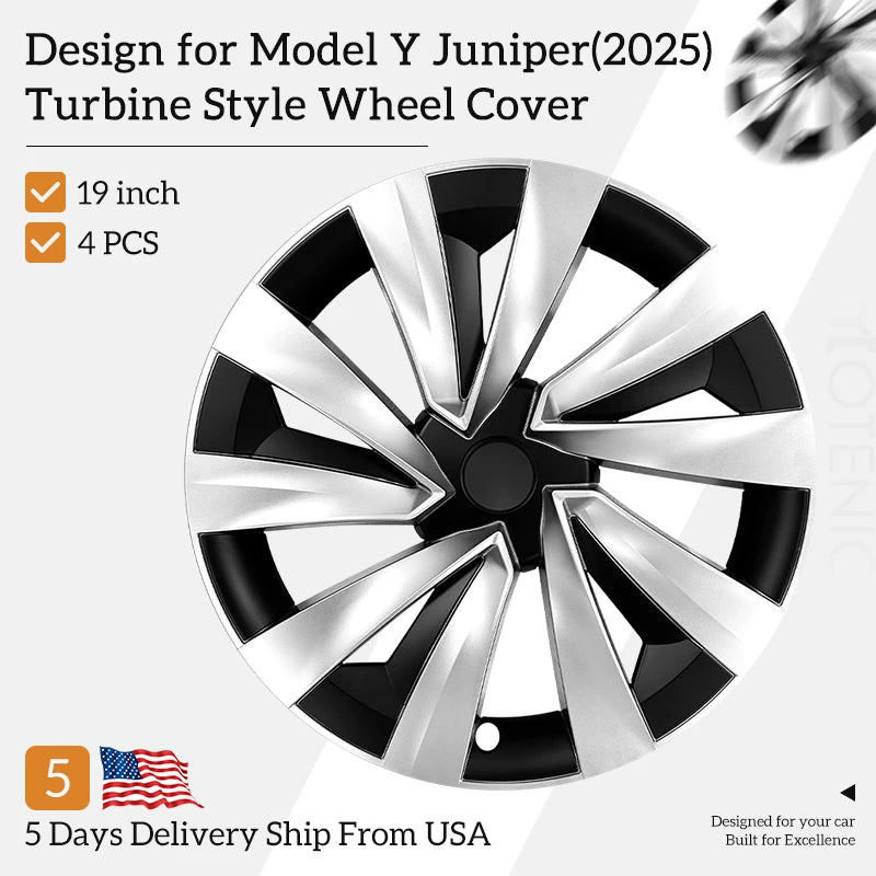 4PCS Wheel Cover for Tesla Model Y Juniper 2025-2026 19 Inch Car Replacement Wheel Cover Automobile Hub Cap Full Rim Car