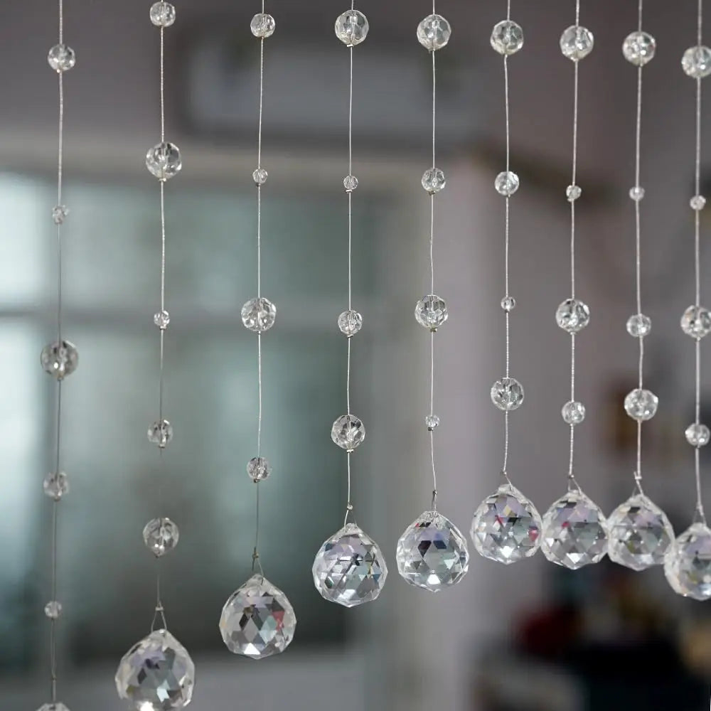 20 Strings Crystal Beaded Curtain, Arched Doorway Room Divider, Hanging Door Curtain for Home, Coffee House, Bedroom