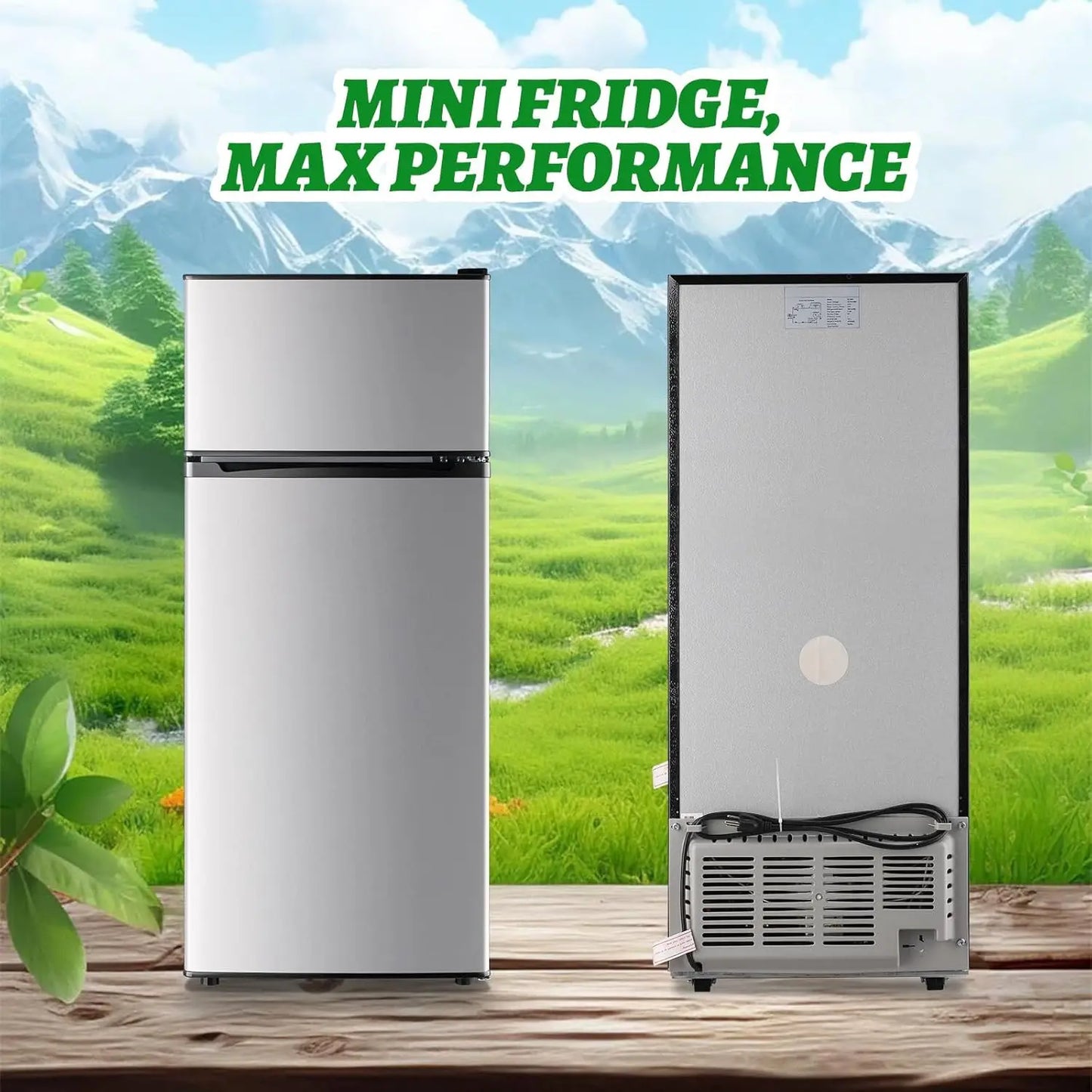 4.5Cu.ft Refrigerator with Freezer Two Door Fridge with Removable Glass Shelves, Crisper Drawer & Extra, Customized