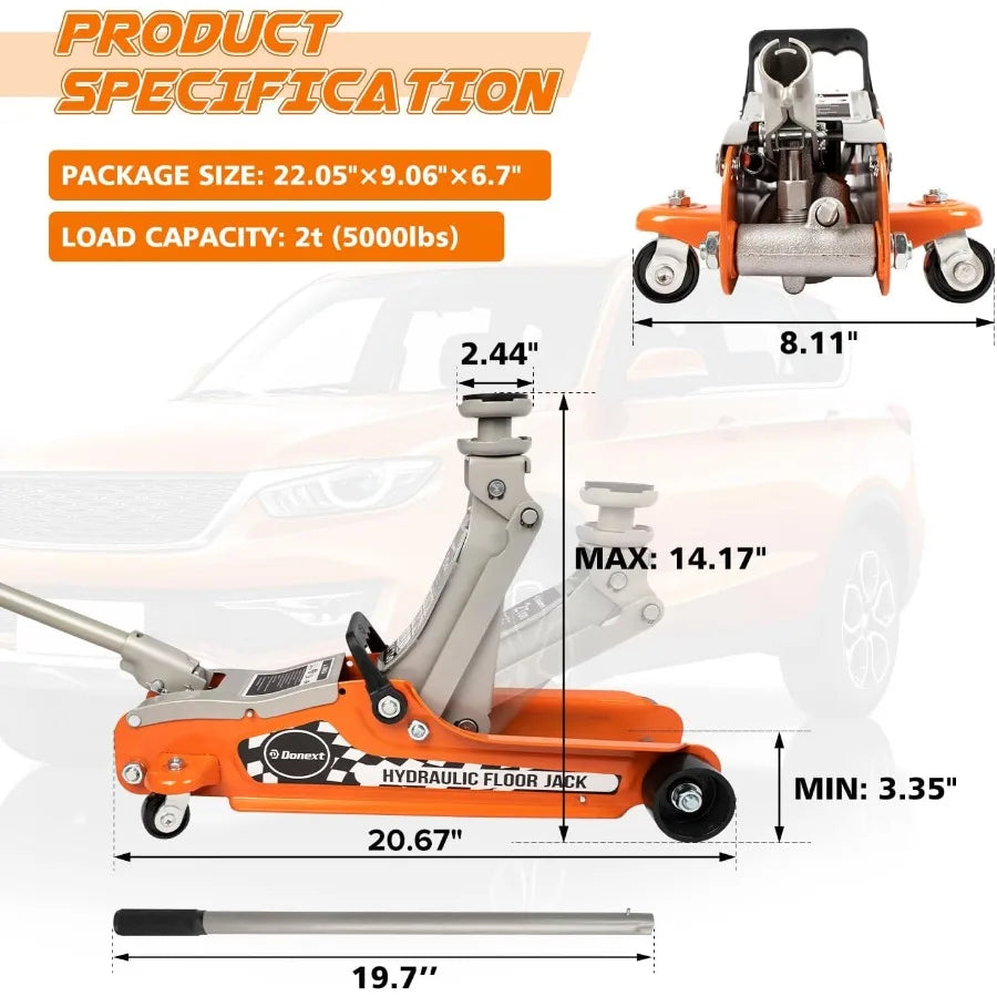 Heavy Duty Floor Jack With Steel Construction For Automotive