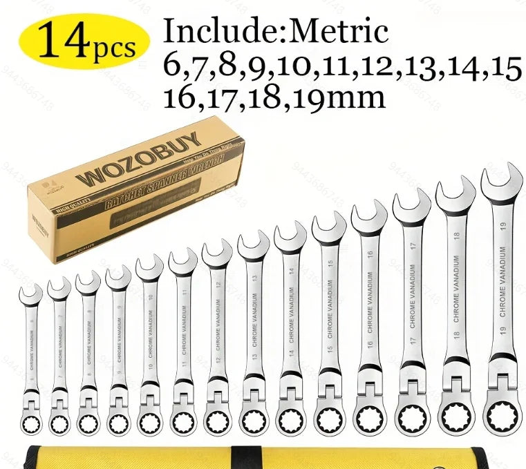 Flexible Head Ratchet Wrench Set With 72 Teeth Crv