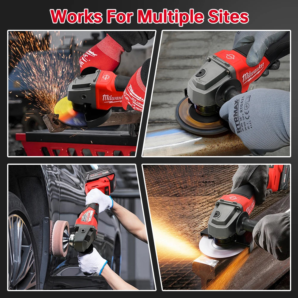 Milwaukee 8500RPM 3 Gears Adjustable Speed Angle Grinder 100mm 125mm Wheel Diameter Electric Polishing Cutting Grinding Tool