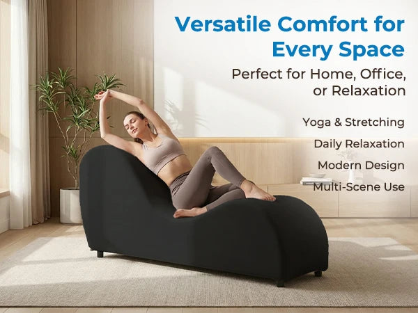 Velvet S-Shaped Yoga Chair for Adults, Modern Curved Chaise Lounge Chair for Exercise Stretching, Indoor Relaxation Yoga Chaise Lounge for Living Room