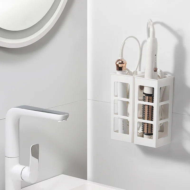 No‑drill Wall Mounted Storage Box, Plastic Organizer for Hair  Tools , Bedroom Bathroom Fridge Washing Machine Side Storage Rack