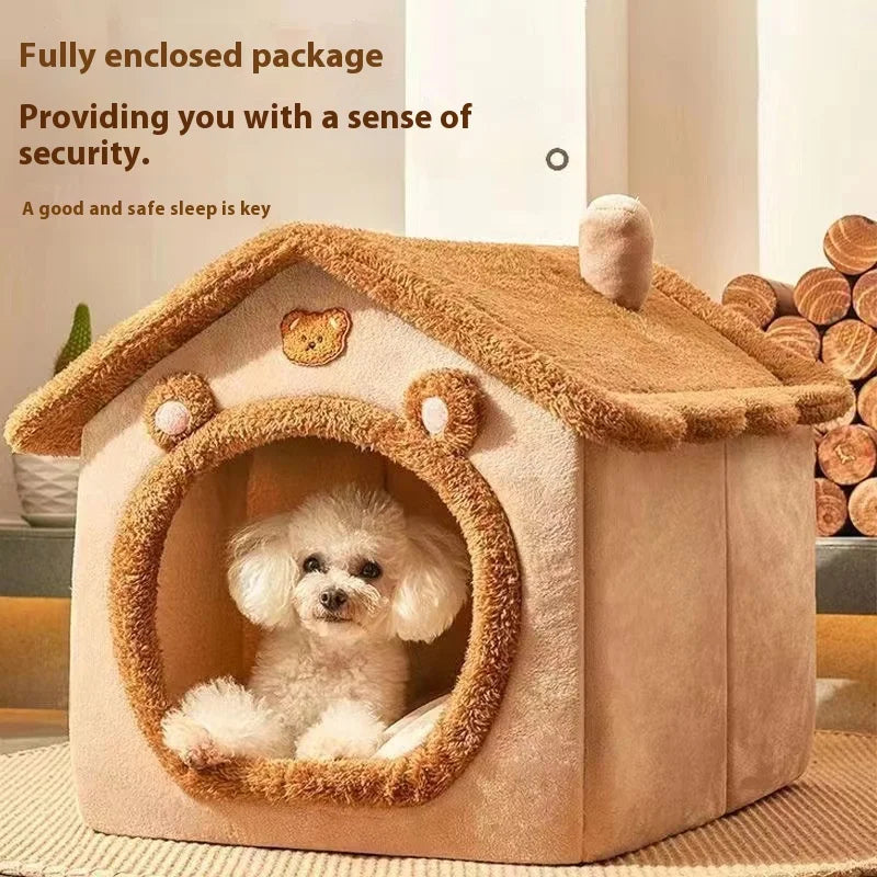 Luxurious Coral Fleece Dog House Bed For Indoor Pets