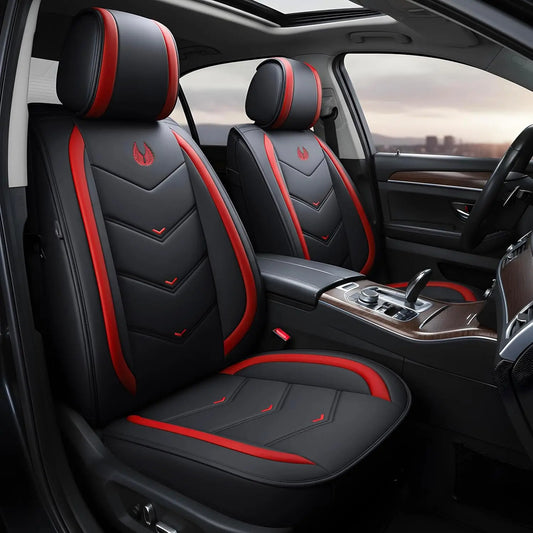 Car Seat Covers for 5 - Seat Cars, OS - 003 Red Waterproof Faux Leather, Fit for Most Sedans, SUVs and Pick - up Trucks