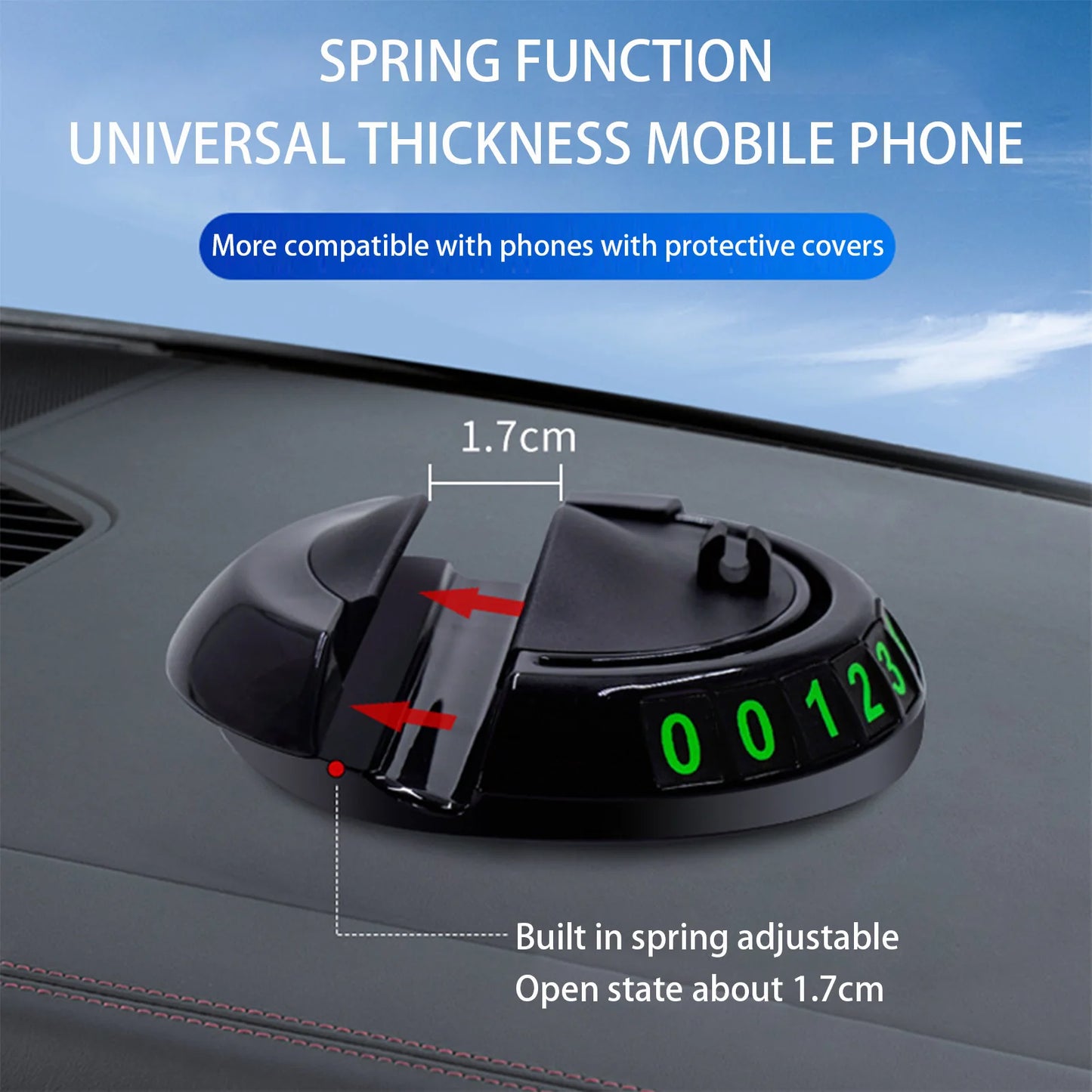Car Anti-Slip Mat Auto Phone Holder Adjustable Phone Holder with Inner Spring for Phones Keys Gadgets Small Items