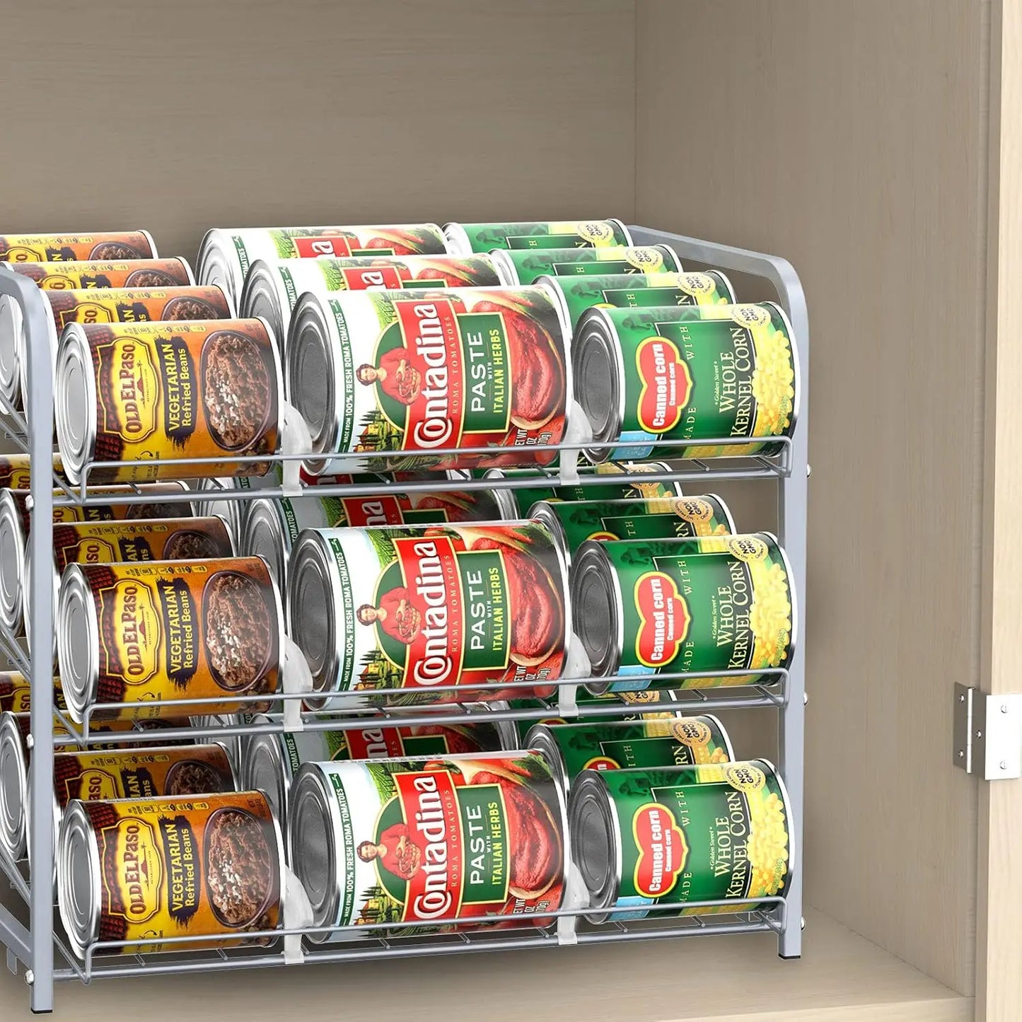 Stackable 2Piece Can Dispenser in the Pantry Small Space Storage Rack Holds Up to 36 Cans