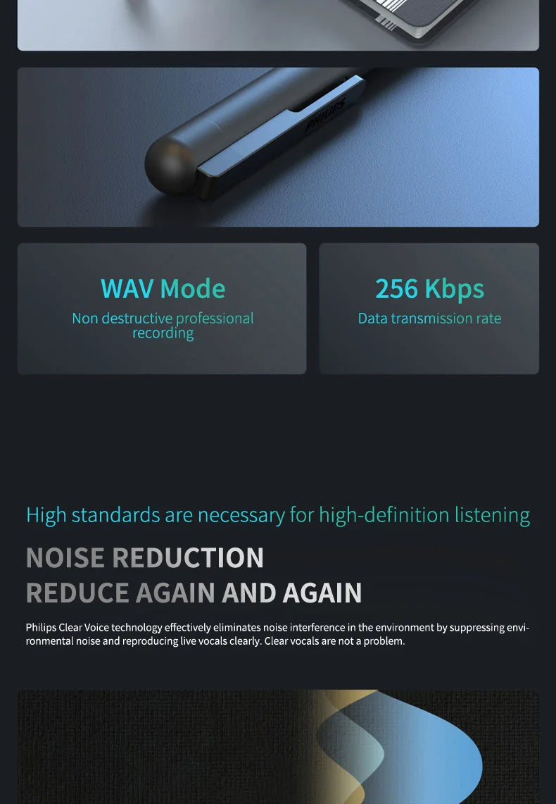 Philips 100% Original Digital Voice Recorder 16GB 64GB Smart Recording Pen Bluetooth VTR5910
