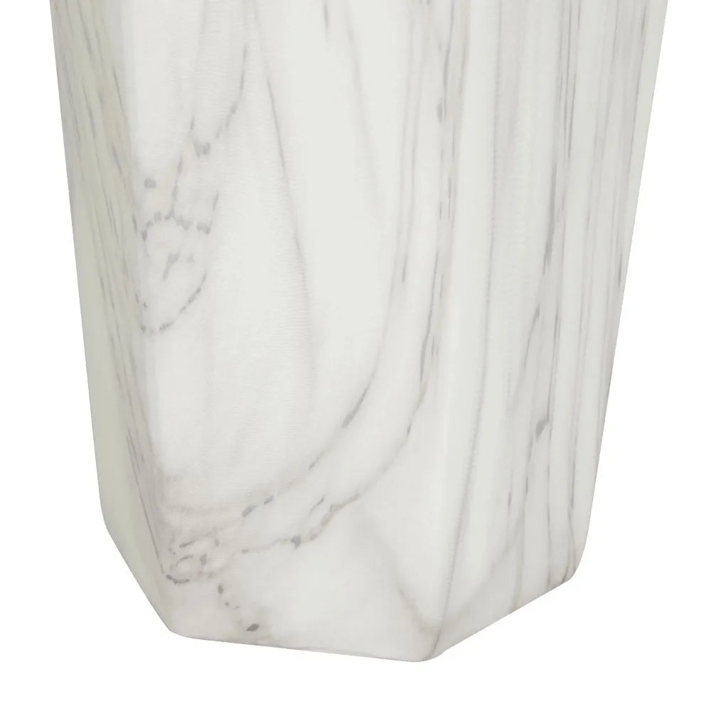 14 Inch Faux Marble White Ceramic Vase for Home Decor