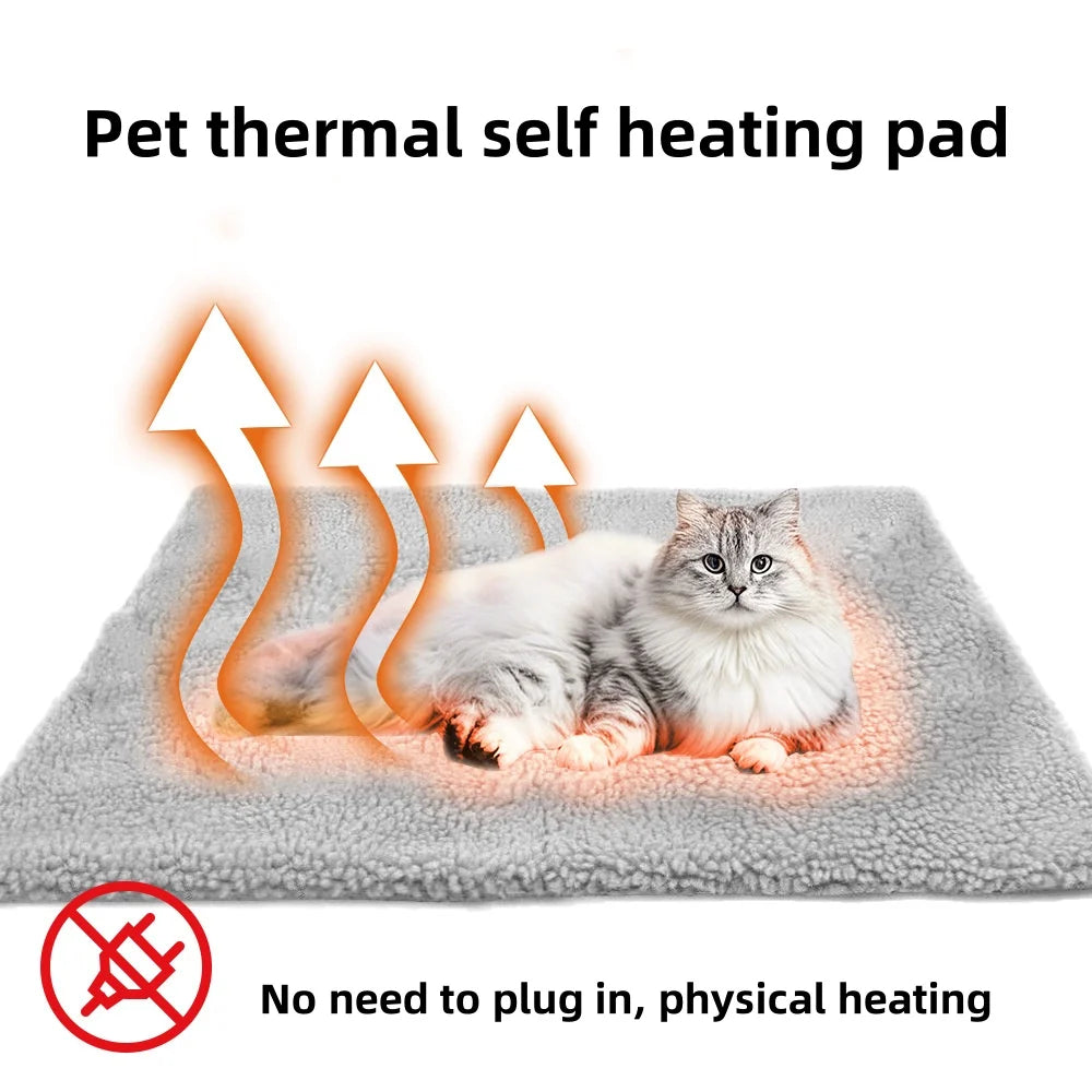 Self-Heating Pet Pads Blanket Puppy Pad Warm Cushion Mat for Cats Dogs Washable Pets with Thermal Body Heat Reflecting Core Pad
