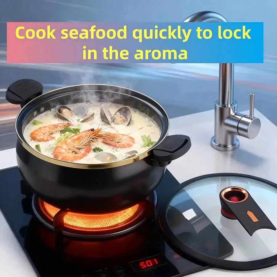 Large-Capacity Soup Pot With A Twist-Lock Handle For Quick Cooking, Non-Stick Pot 2.19 Gallons Multi-Function Cooking Pot, Gas S