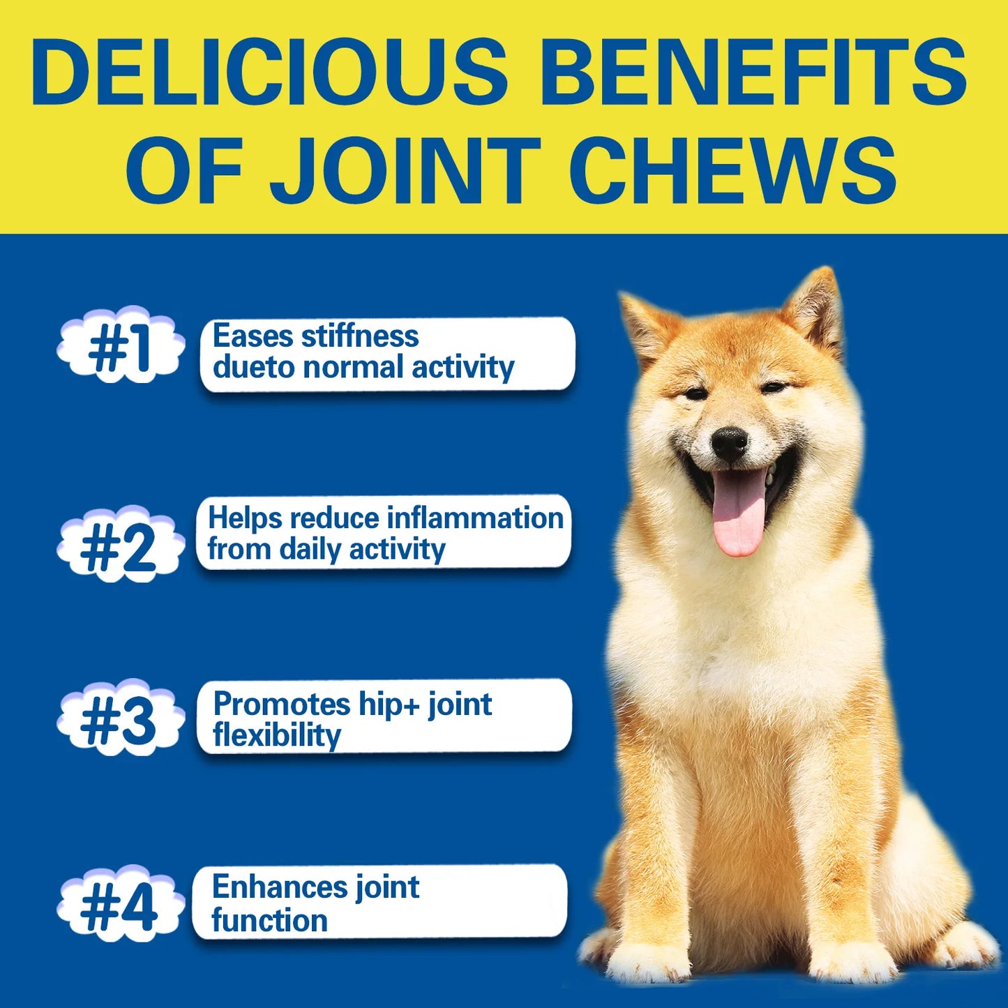 Youmile Dog Joint Supplement with Hyaluronic Acid - Glucosamine Chondroitin Tablets for Arthritis Pain Relief