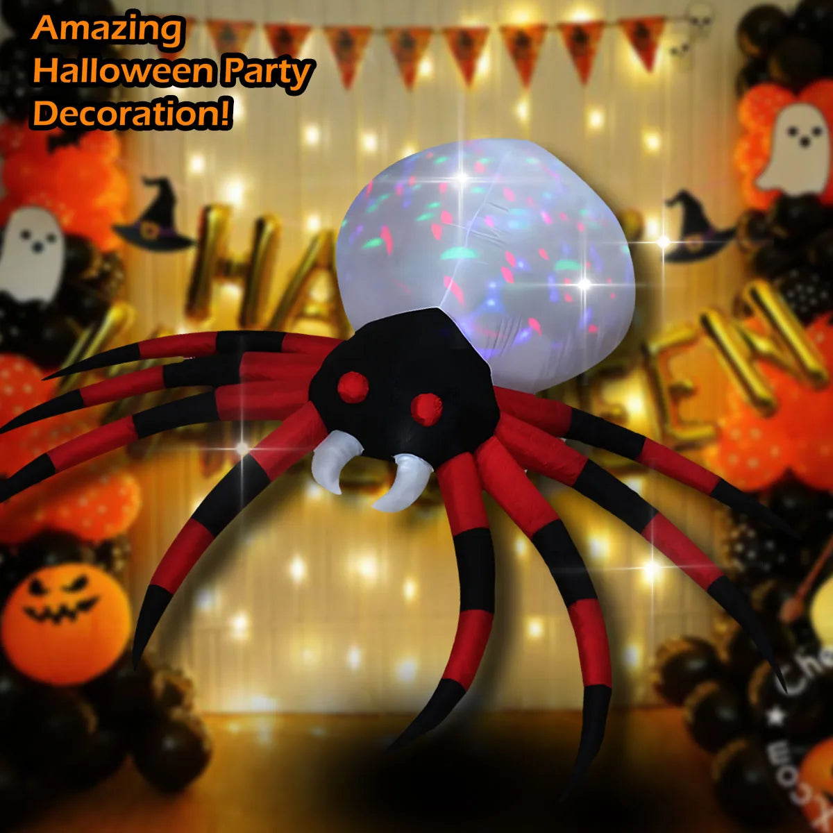 Halloween Inflatable Ghost Pumpkin Black Cat Spider Decoration with LED Lights for Home Yard Lawn Indoor and Outdoor Decoration