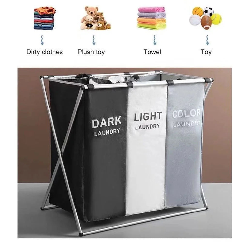 1/3 Grids Dirty Clothes Laundry Basket Storing Waterproof Oxford Storage Bags Portable Foldable Clothing Toy Household Organizer