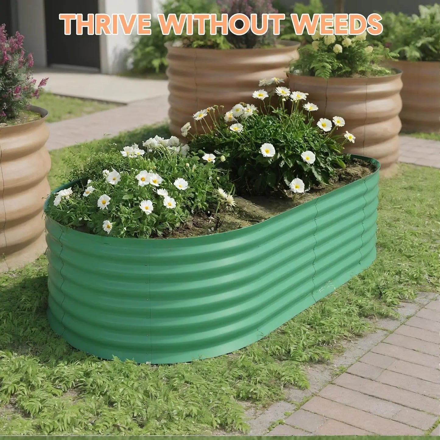 Galvanized Raised Garden Bed Kits Outdoor Metal Grow Garden Planter Box with Open Bottom for Planting Vegetables,Flower,Herb