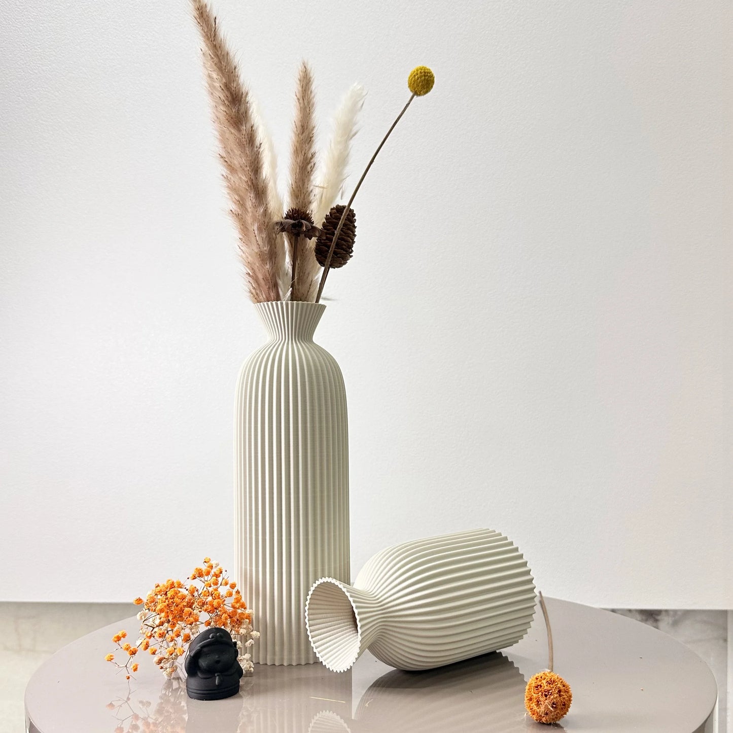 2-Piece Set of Wavy Pattern Art Dry Vase, Dried Flower Vase, Suitable for Home Desktop Decoration Vase, Foyer Decoration Vase, Dried Flower Vase, Office Decoration Vase Ornament, Best Holiday Gift