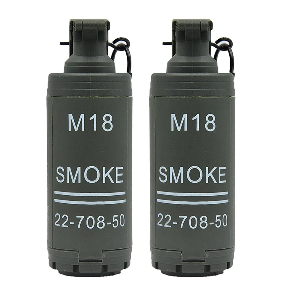 M18 Airsoft Grenade Toys 2Pcs Toy Hand Grenades Plastic CS Battle Game Tactical CS Grenade Pull Ring Toys Role Play Model Prop for Age 14+