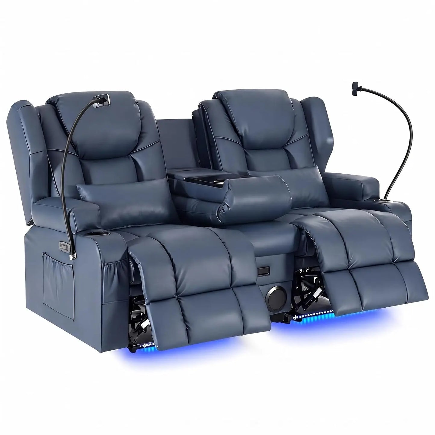 Power Recliner Loveseat for Living Room, Loveseat Sofa with Center Console, USB Type-C Port, PU Leather Chair with, Customized