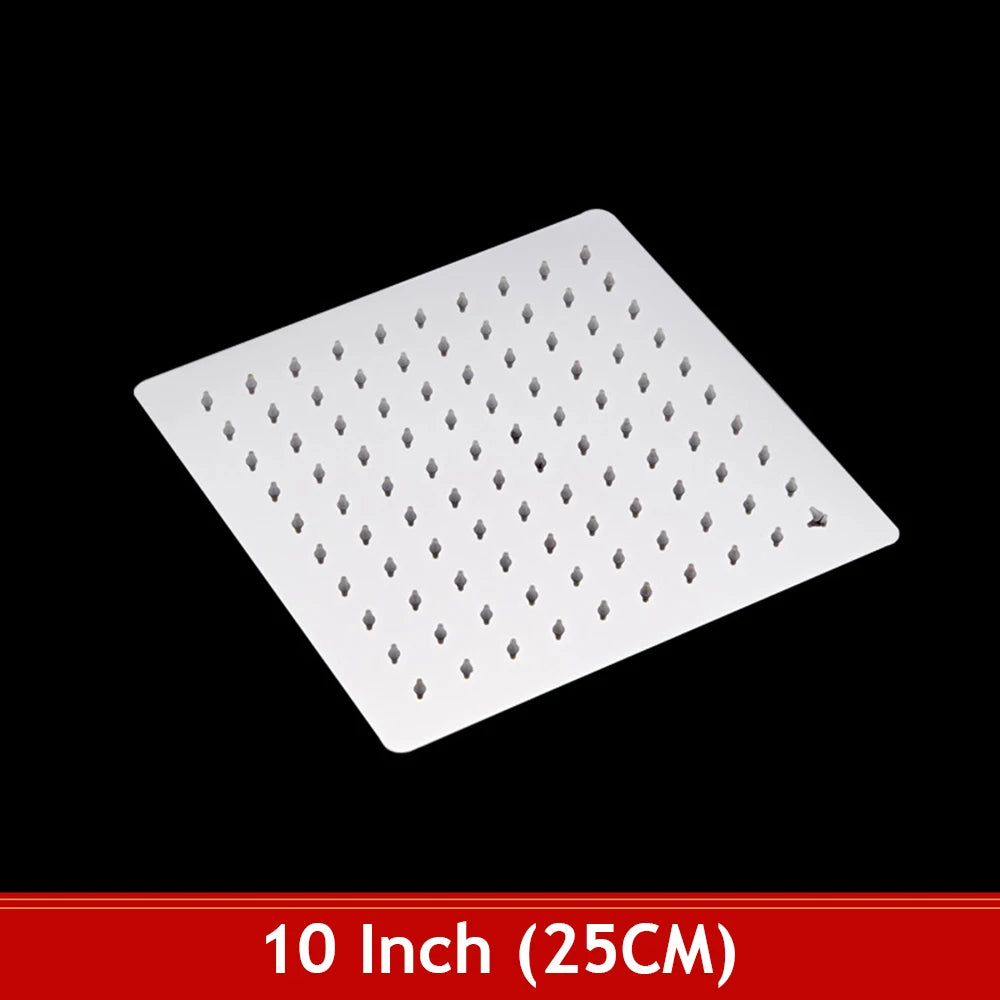 Rainfall Shower Head 12/10/8 Inch Waterfall Shower Ultra Thin 201 Stainless Steel Square Rain Showerheads Bathroom Accessories