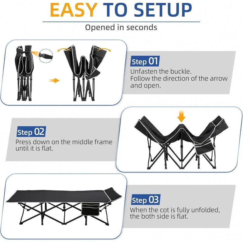 HABUTWAY Camping Cot with Mattress, 32" Extra Wide Camping Cots for Adults, Sleeping Cot for Adults Holds Up to 602LBS