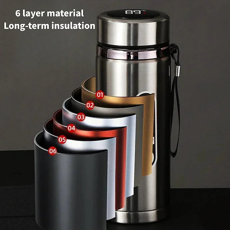 Thermos Sus304 Tea Water Bottle 500ML-1Liter Stainless Steel Vacuum Flask Portable Cups Bottle with LED Temperature Display