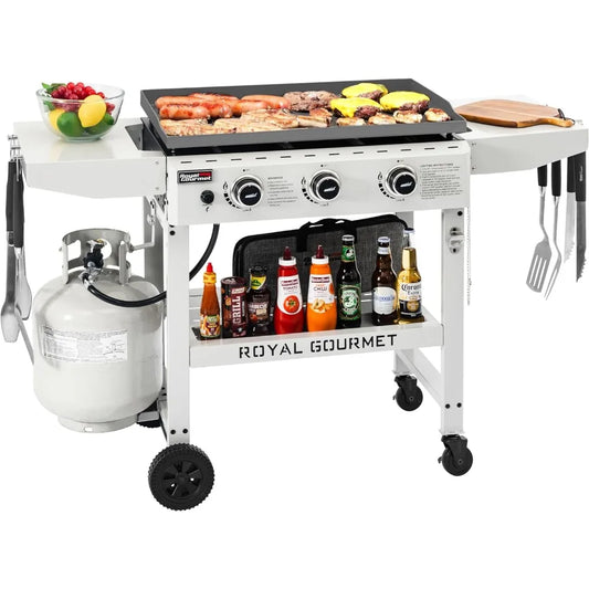 Three Burner Propane Griddle With Foldable Side Tables