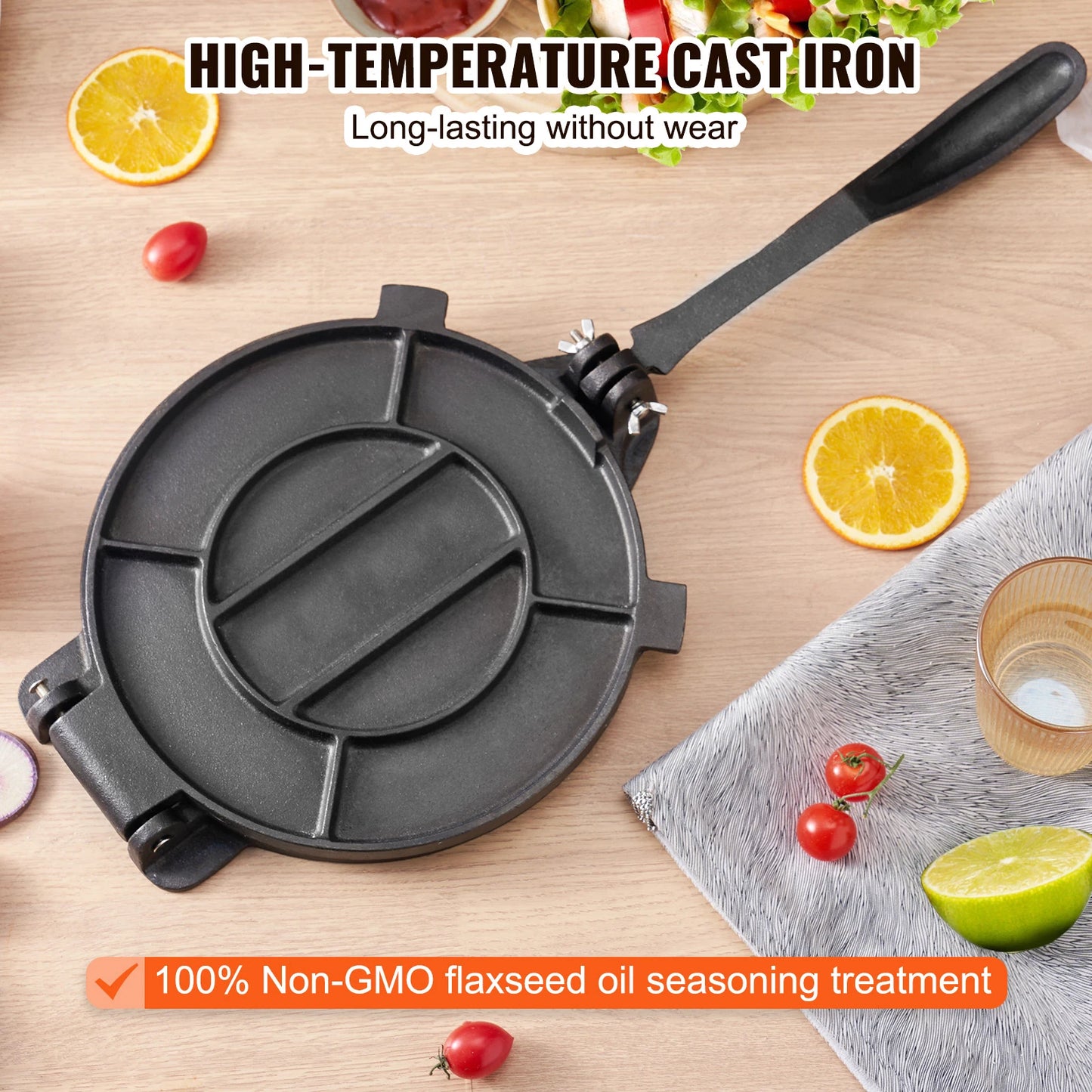 Heavy Duty Cast Iron Tortilla Press for Perfect Dough