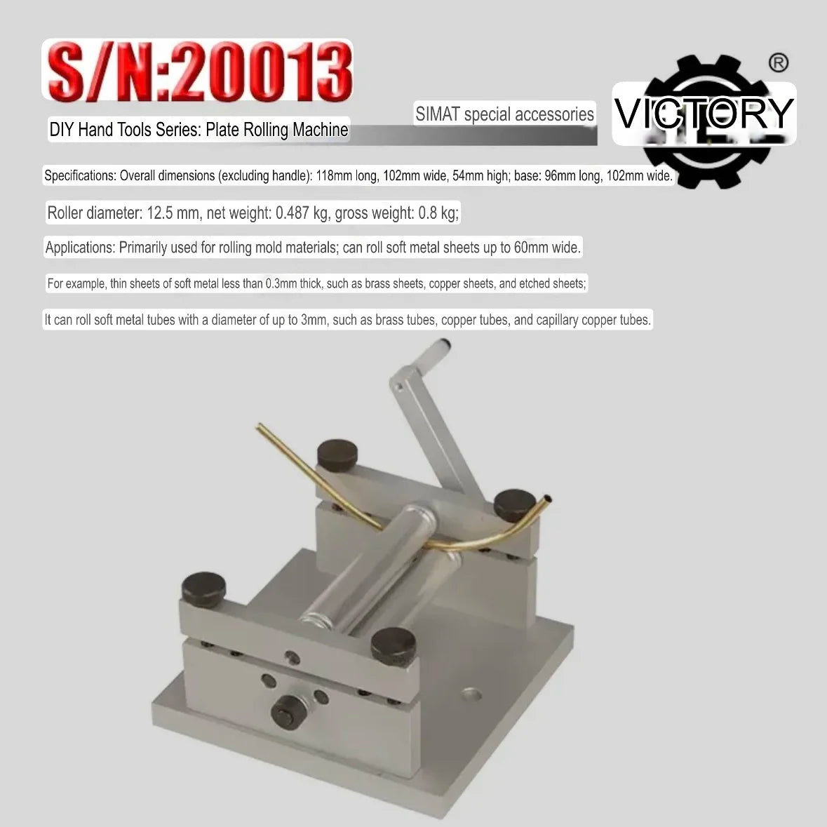 DIY Hand Tools Special Accessories S / N: 20013 Bending Machine Soft Metal Sheet Soft Metal Tube Mini Bending Machine