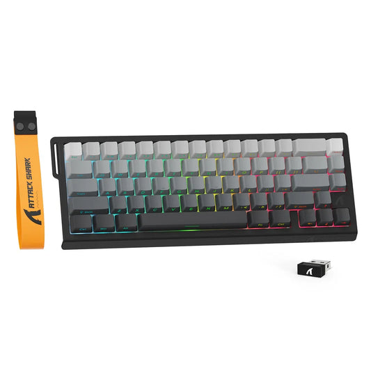 ATTACK SHARK X68PRO HE Wireless Rapid Trigger Gaming Keyboard with Adjustable Actuation,Hot-Swap,RGB Backlit,BT/2.4GHz/Wired