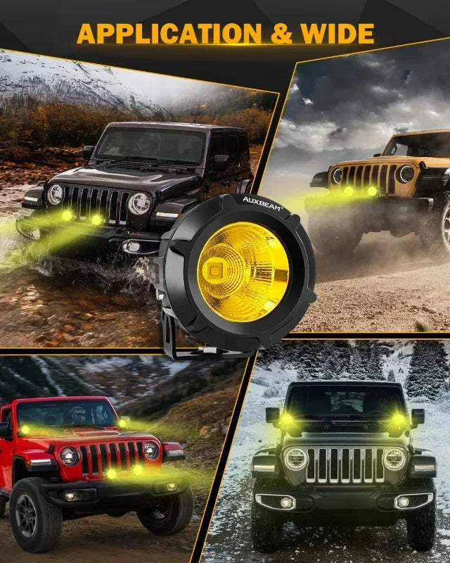 AUXBEAM 1pair 3.5 Inch Round LED Pod Lights 3500K / 6500K Work Lights Combo Beam Driving Lamps for Truck Pickup Offroad