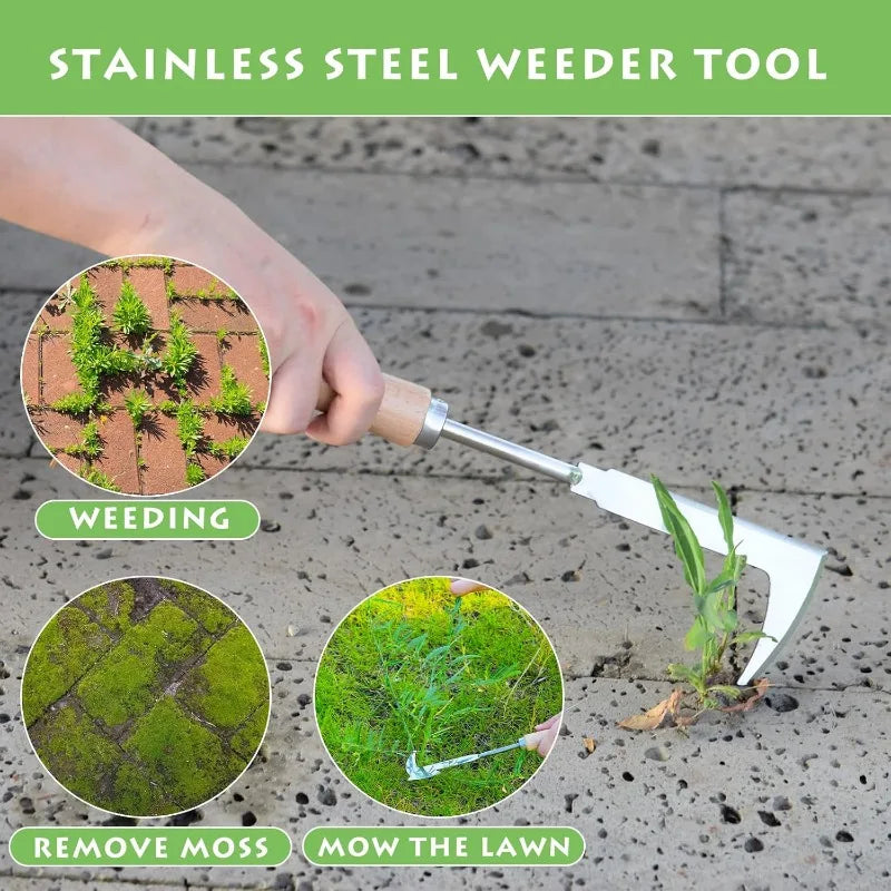 Stainless Steel Gap Weeding Tool L-shaped Garden Weeding Tool Weeding Puller Manual Weeding Tools for Road Cracks and Gardens