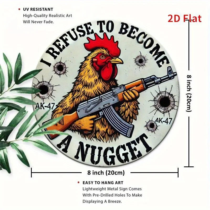 "Chicken Nugget" Metal Sign. 7.8x7.8 inch humorous design for home, office or coffee shop.