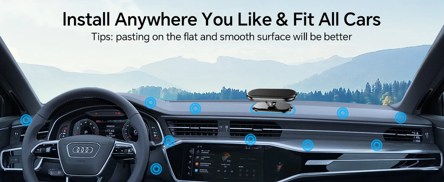 【2-Pack】 Magnetic Phone Holder for car, [ Super Strong Magnet ] [ with 4 Metal Plate ] Cell Phone carmount for iPhone Magnetic [ 360° Rotation ] Universal Dashboard Adhesive Car Magnetic Phone Mount
