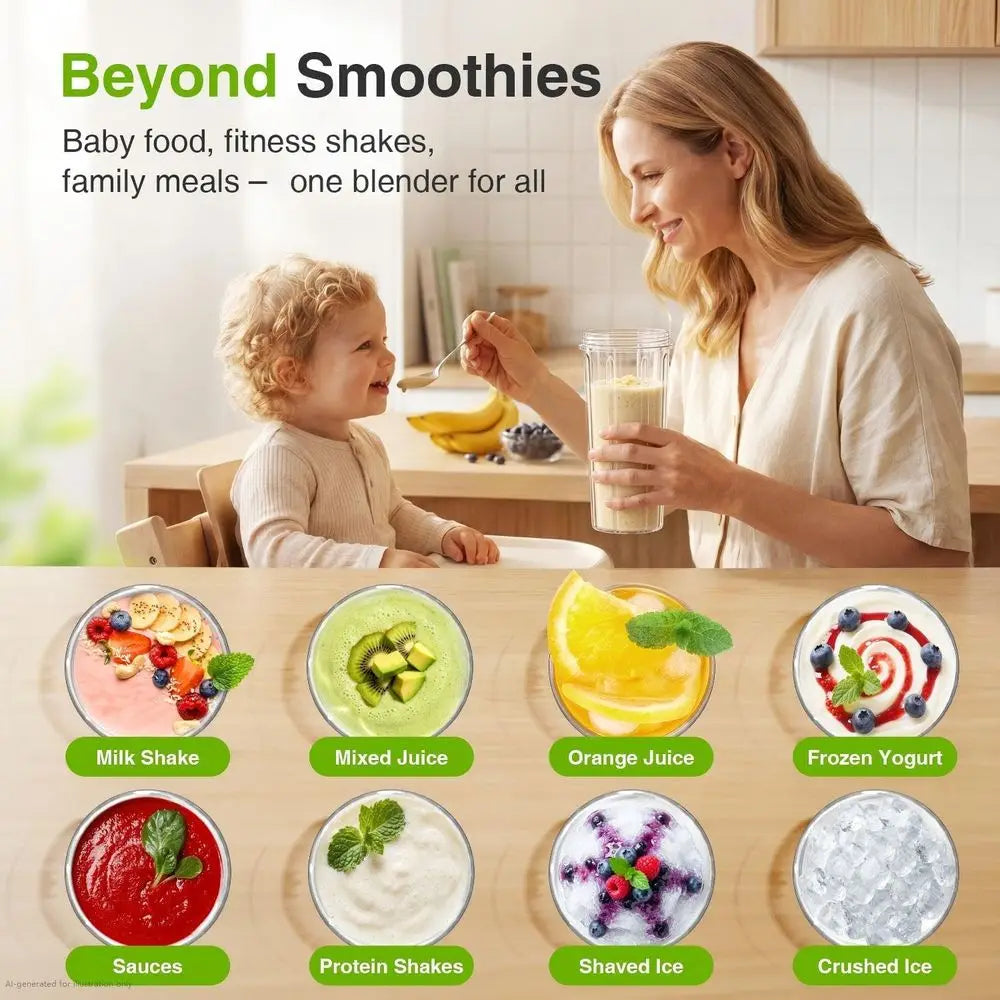 Blender with 3 x 22oz To-go Cups, 22000 RPM Detachable Blade Countertop Blenders or Kitchen. Ideal for Food, Protein Shakes, Ice